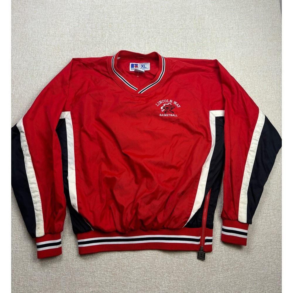 Vintage Russell Athletic Lincoln-Way Basketball Windbreaker Red XL BB-597